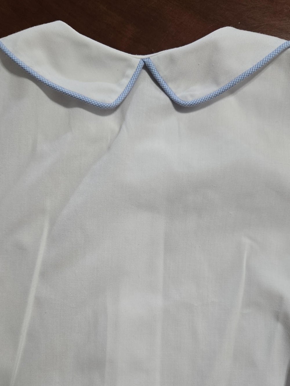 Remember Nguyen Sz 5 White Long-Sleeve Shirt with Light Blue Trim - Picture 2 of 4